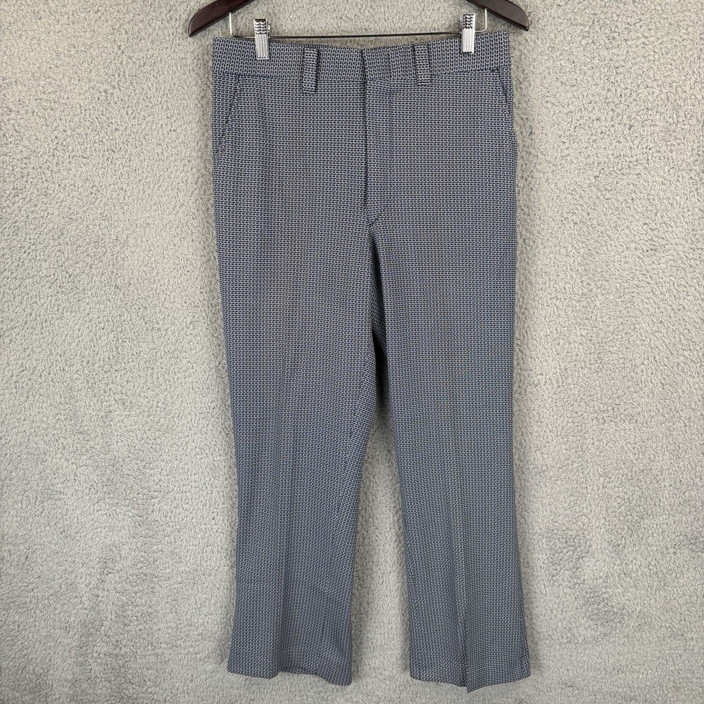 NOS John Blair Polyester Pants Mens 32x29 Navy Blue Disco Vintage 60s 70s USA